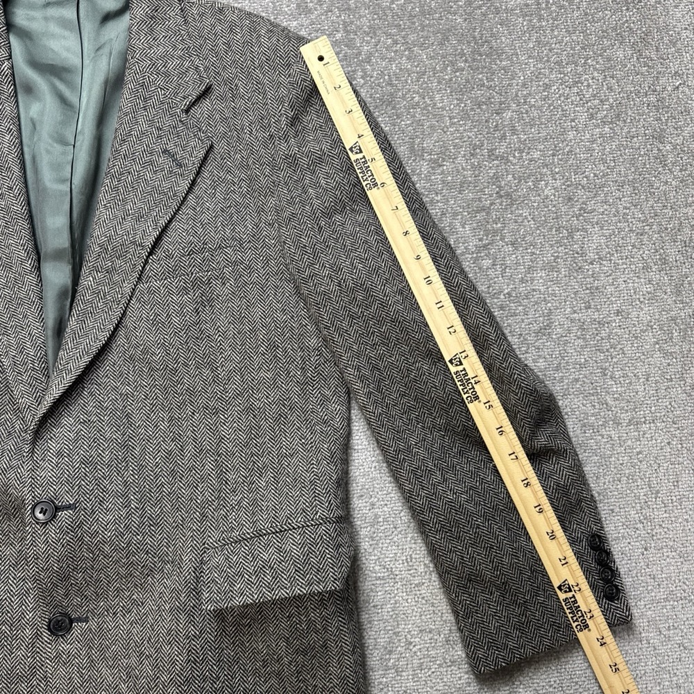 Vintage 42R 100% Wool Herringbone Blazer Black White Hardwick Jacket USA - Picture 11 of 11